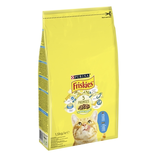 Сухий корм для дорослих кішок Friskies c лососем і овочами, 1.5 кг - Pampik