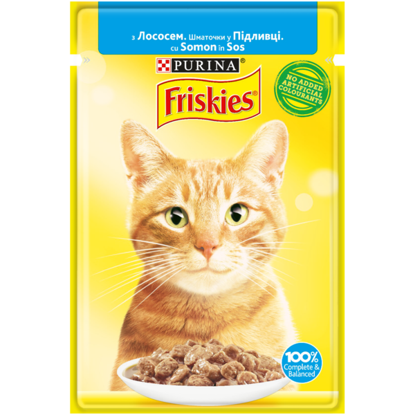 Консервований корм для дорослих котів Friskies з лососем в підливі, 85 г - Pampik