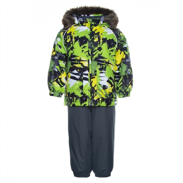 Комплект для малышей Huppa AVERY, лайм с принтом/серый, размер 80 (92847) - Pampik