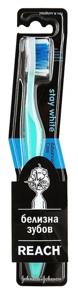 Зубна щітка Reach Stay White середня, бірюзовий - Pampik