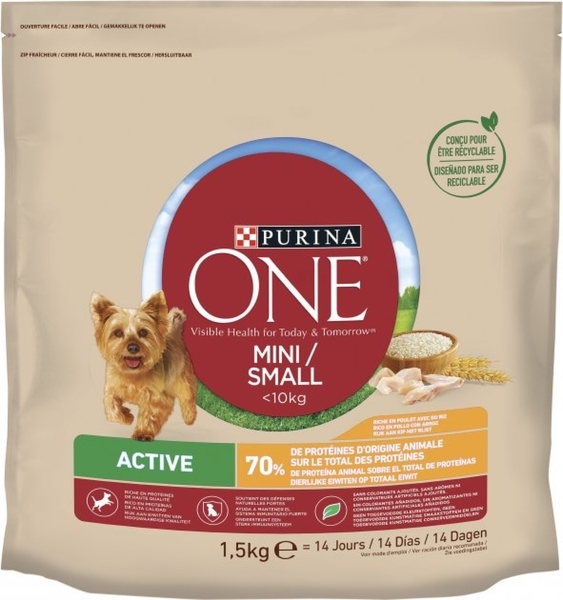 Корм для собак Purina One Міні сухий з куркою і рисом 1.5кг - Pampik