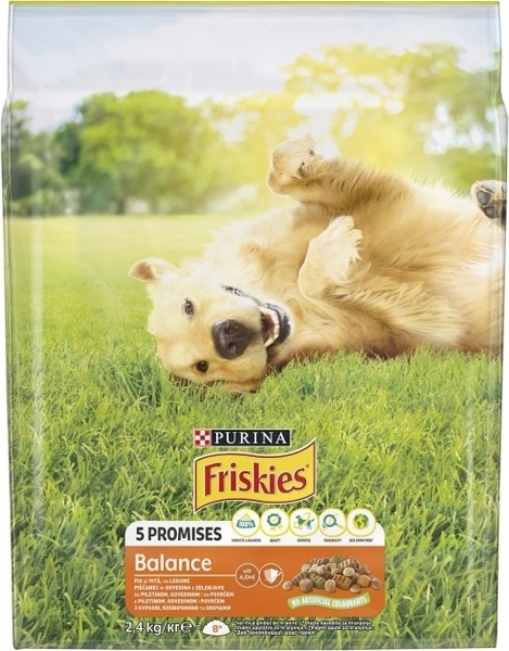 Сухой полнорационный корм для взрослых собак Purina Friskies, с курицей и овощами, 2,4 кг - Pampik