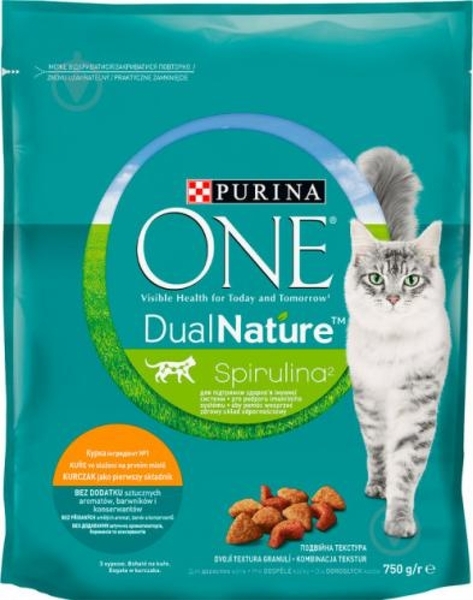 Корм для котів Purina One сухий DualNature з Спіруліною 750g - Pampik