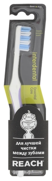 Зубная щетка Reach Interdental жесткая, белый с фиолетовым - Pampik