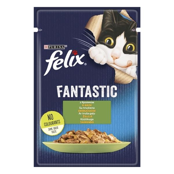 Консервований корм для кішок Felix Fantastic, з кроликом в желе, 85 г - Pampik