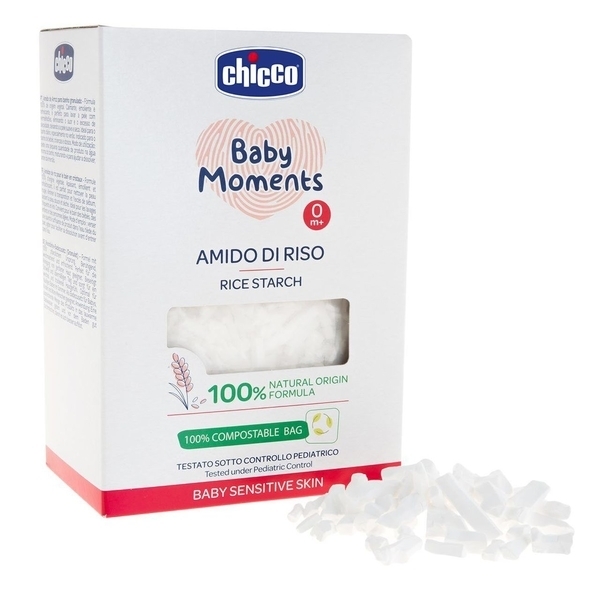 Крохмаль рисовий для купання Chicco Baby Moments для чутливої ​​шкіри, 250 г - Pampik - 2