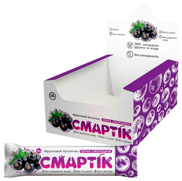 Фруктовий батончик Смартік Чорна смородина, 30 г - Pampik - 3