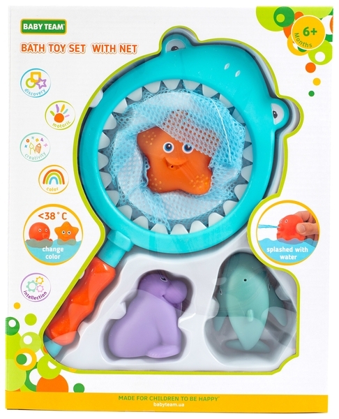 Набір іграшок для ванни Baby Team з сачком (9027) - Pampik - 2