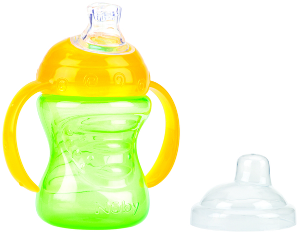 Поїльник-непроливайка Nuby No Spill, із силіконовим носиком і ручками, 240 мл, зелений (NV0404003grn) - Pampik - 2