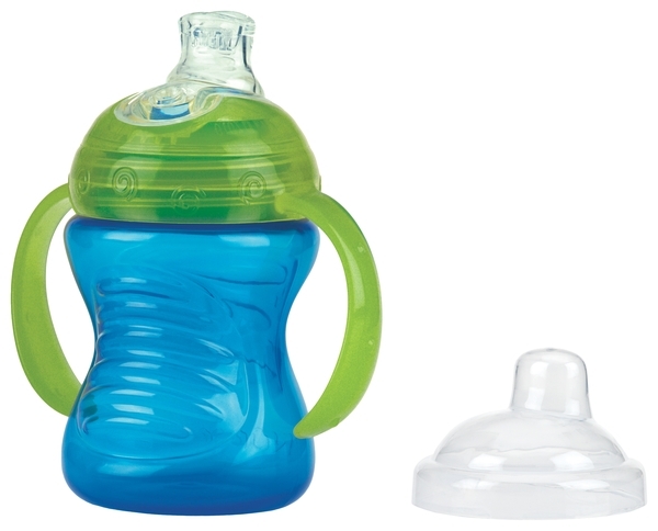 Поїльник-непроливайка Nuby No Spill, із силіконовим носиком і ручками, 240 мл, блакитний (NV0404003blu) - Pampik - 2