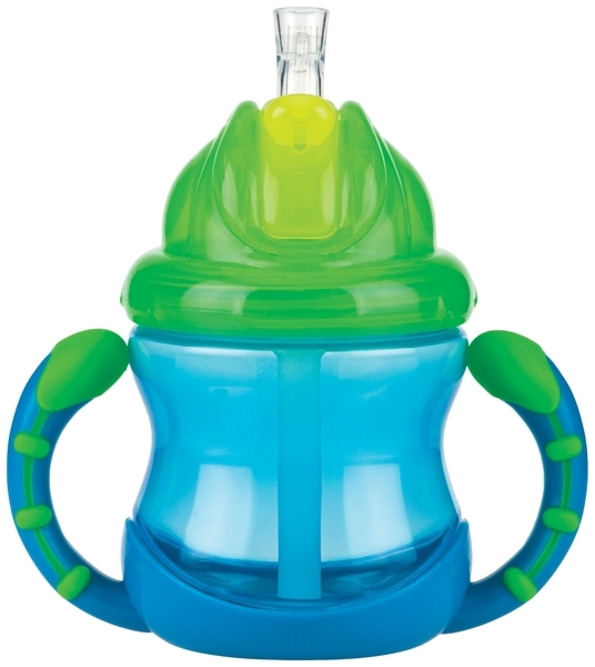 Поїльник Nuby Вбудований клапан, з трубочкою-непроливайкою, 240 мл, синій (NV0404002blu) - Pampik