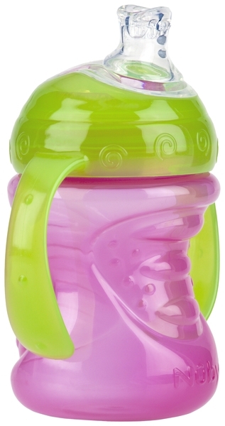 Поїльник-непроливайка Nuby No Spill, із силіконовим носиком і ручками, 240 мл, рожевий (NV0404003pnk) - Pampik