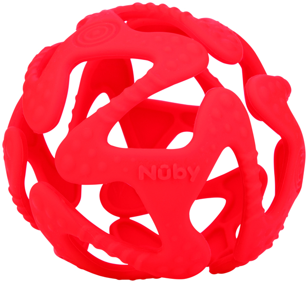 Силиконовый прорезыватель Nuby Tuggy Teething Ball Мячик, красный (6836red) - Pampik