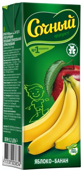 Нектар Сочный Фрукт Яблоко-банан, 200 г - Pampik