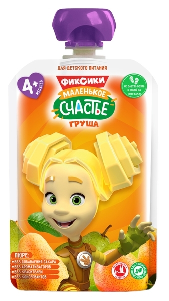 Пюре Маленьке щастя Фіксики Pouch Груша, 90 г - Pampik