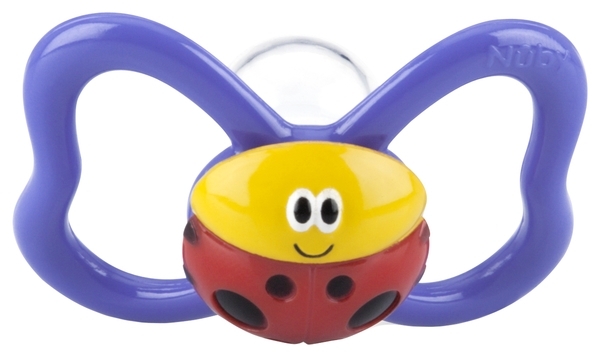 Анатомічна пустушка Nuby Веселі жучки, 0-6 міс., 1 шт., фіолетовий (5880SFSMprplbug) - Pampik