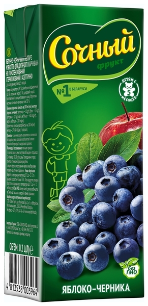 Нектар Сочный Фрукт Яблоко-черника, 200 г - Pampik