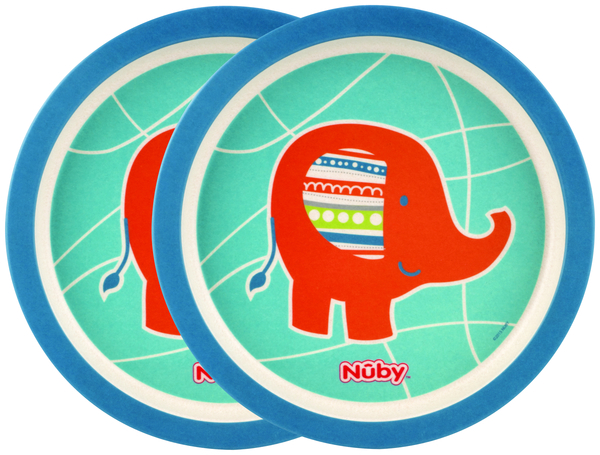 Набор бамбуковых тарелок Nuby Bamboo&Maize, голубой, 2 шт. (5500blu) - Pampik