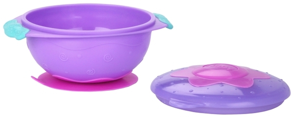 Тарелка Nuby Улет! Посуда! на присоске с крышкой (5322prpl) - Pampik