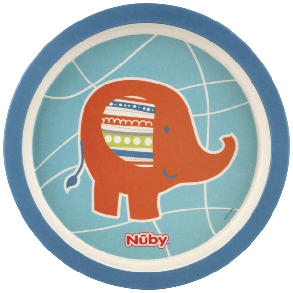 Набор бамбуковых тарелок Nuby Bamboo&Maize, голубой, 2 шт. (5500blu) - Pampik - 2