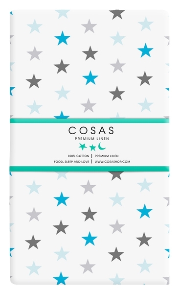Простирадло на резинці Cosas Преміум, 120х60 см, сірий з блакитним - Pampik