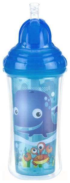 Поїльник Nuby Click-it з трубочкою, 270 мл, синій (10096aquablusea) - Pampik