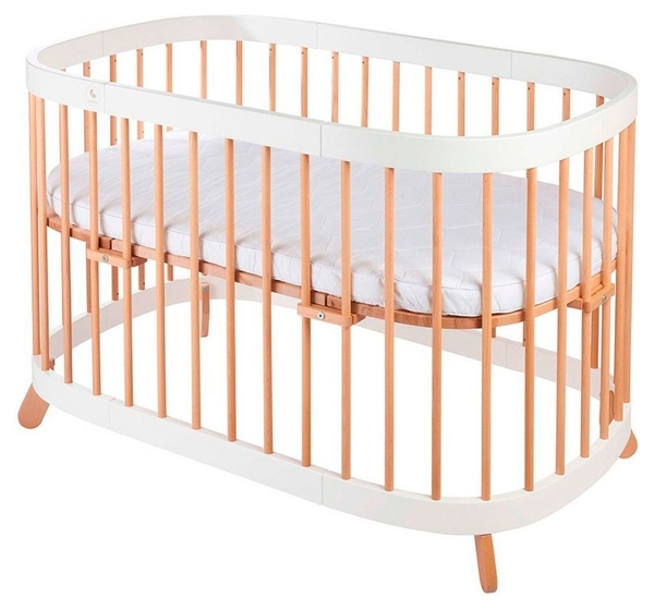 Багатофункціональна ліжечко 7 в 1 Tweeto White with Natural, бук з білим - Pampik - 2