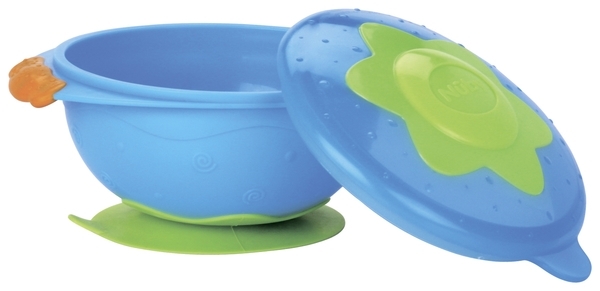 Тарілка Nuby Відліт! Посуд! на присосці з кришкою, синій (5322blu) - Pampik