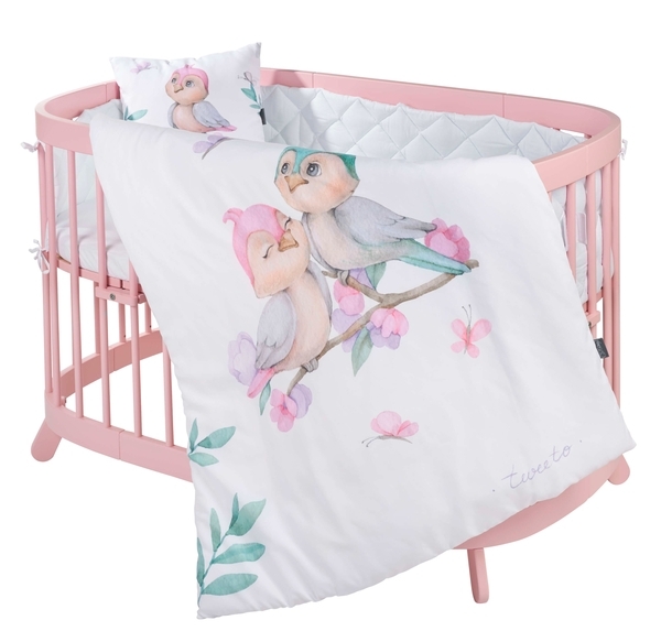 Комплект детской постели Tweeto Sweet bird, 6 предметов, хлопок, 120х70, белый - Pampik