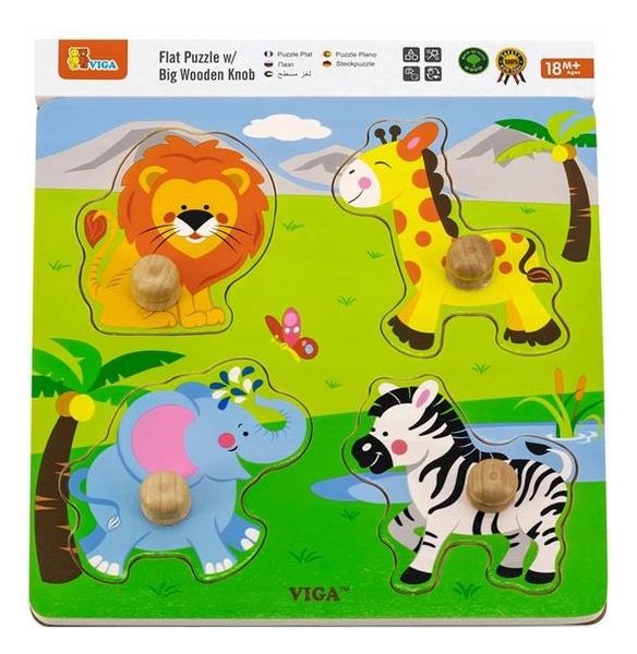 Пазл-вкладиш Viga Toys Дикі тварини (50840) - Pampik