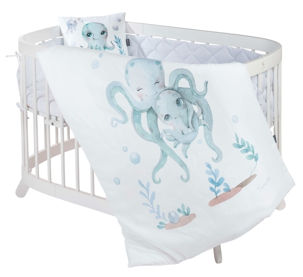 Комплект детской постели Tweeto Ocean, 6 предметов, хлопок, 120х70, белый - Pampik