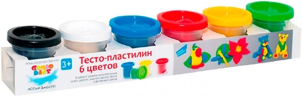 Набор для детского творчества Genio Kids Тесто-пластилин, 6 цветов (TA1009V) - Pampik