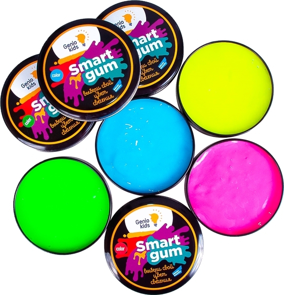 Пластилин для детской лепки Genio Kids SMART GUM цветное свечение, синий (HG06-4) - Pampik - 3