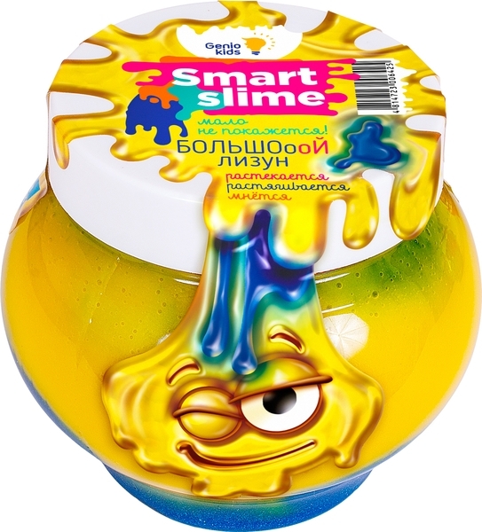 Іграшкова маса для ліплення Genio Kids м'яльницю-жмялка 2 в 1, жовтий з синім, 500 г (SLI06) - Pampik - 2