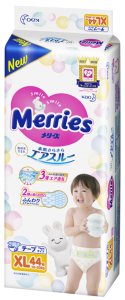 Підгузки на липучках Merries XL (12-20 кг), 44 шт. - Pampik - 2