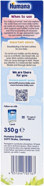 Сухая молочная смесь Humana 3, с пребиотиками-галактоолигосахаридами, 350 г - Pampik - 4