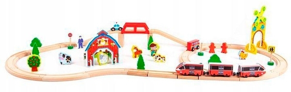 Дерев'яна залізниця Ecotoys з поїздом (HM180995) - Pampik
