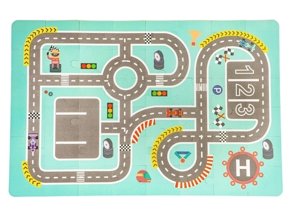 Дерев'яні кубики з килимком Ecotoys Різнобарвний місто, 161 шт. (PH05D012) - Pampik - 5