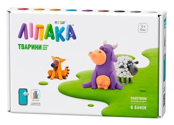 Набір самозатвердіваючого пластиліну Ліпака Корівка, Песик, Вівця (60024-UA01) - Pampik
