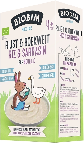 Безмолочна органічна каша Biobim Рис і гречка, 200 г - Pampik