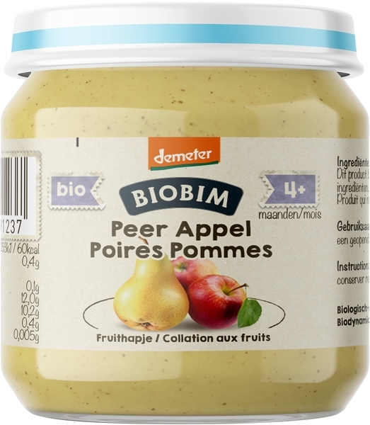 Пюре фруктове Biobim Яблуко і груша, 125 г - Pampik