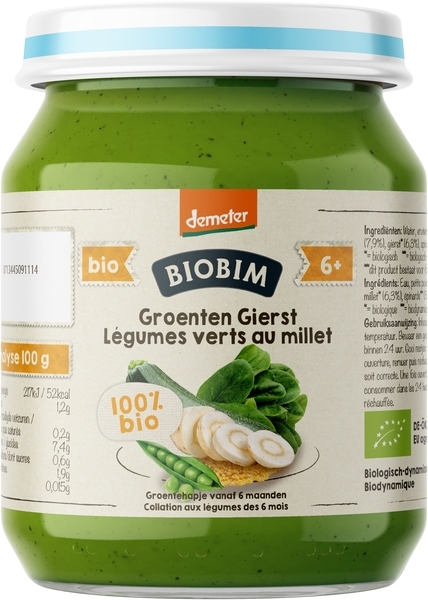 Пюре овочево-злакове Biobim Овочі з пшоном, 190 г - Pampik