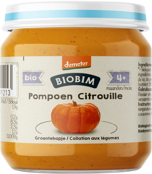 Пюре овощно-злаковое Biobim Тыква, 125 г - Pampik