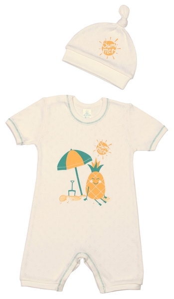 Набір Baby Veres Ananas Пісочник-Чоловічок-Шапочка, трансферна рібана, р. 56, бежевий - Pampik - 3
