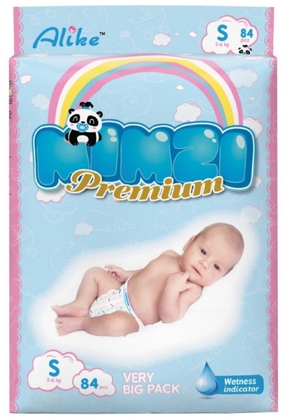 Підгузки на липучках Mimzi Premium S (3-6 кг), 84 шт. - Pampik