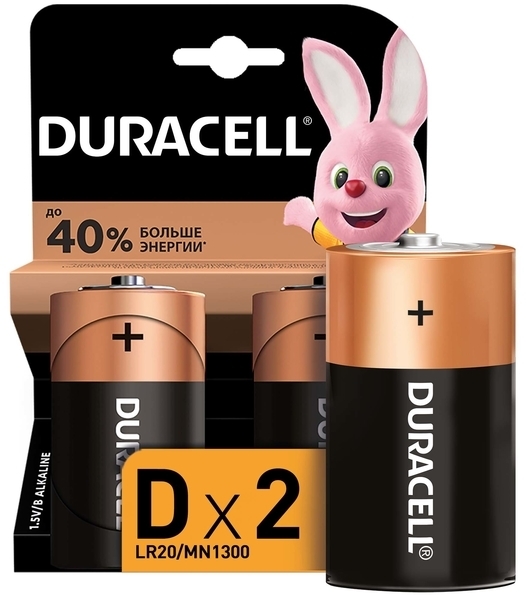 Лужні батарейки Duracell D (LR20) MN1300, 2 шт. - Pampik