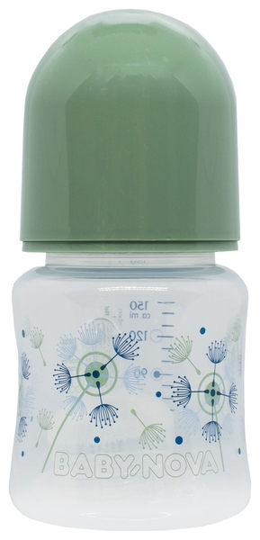 Бутылочка Baby-Nova Декор, з широким горлышком, 150 мл, зеленый (3960173) - Pampik
