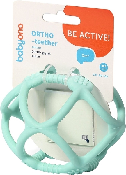 Іграшка-прорізувач для зубів BabyOno Сфера, ортодонтичний, бірюзовий (489) - Pampik