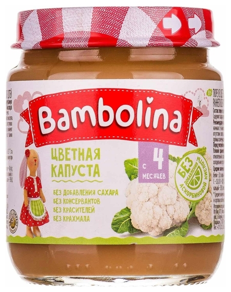 Пюре Bambolina Цвітна капуста, 100 г - Pampik