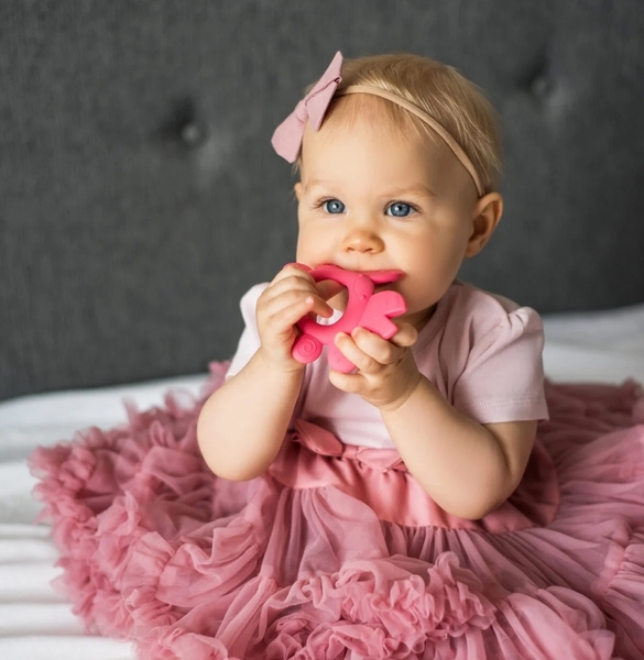 Іграшка-прорізувач для зубів BabyОno Краб, силіконовий, рожевий (936) - Pampik - 2